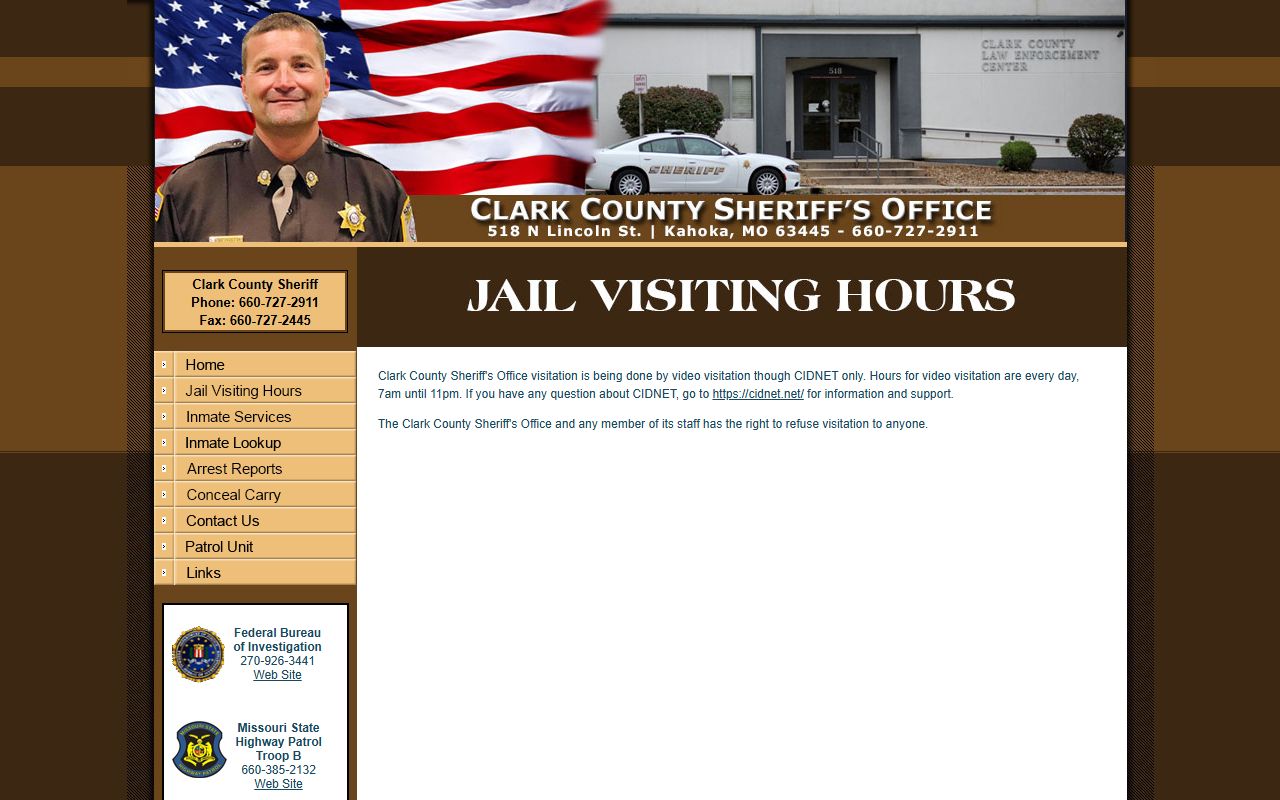 Clark County Jail video visitation schedule and jail records